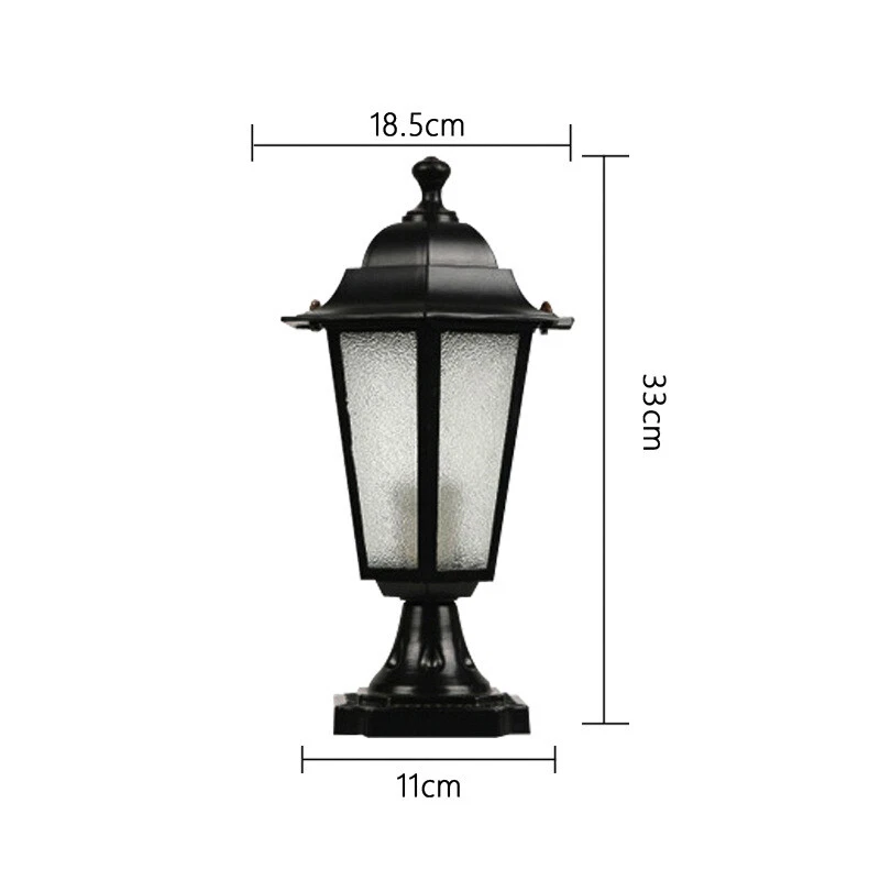 Modern Pillar Light Glass Lantern Garden Lighting Outdoor Gate Black Post Lamp - Image 2 of 4