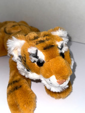 FAO Schwarz Tiger Cub Stuffed Animal Toy Plush - Orange Black  White Soft