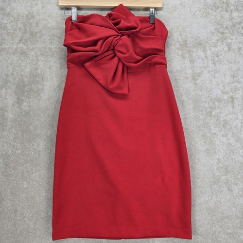 B. Darlin Womens Red Strapless Bow Front Sheath Mini Dress Size 9/10 - Picture 7 of 19