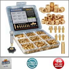 320+8Pcs M2-M5 Brass Threaded Inserts Kit, Metric Knurled Nuts with Heat Set Too
