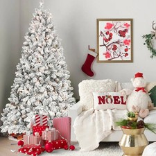 5FT Pre-Lit Flocked Artificial Christmas Tree with Pine Cones and Snowy Tips