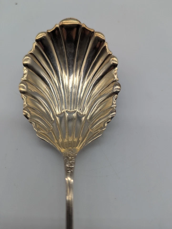 Toalha antiga Albany ouro lavagem prata esterlina colher de açúcar c1890 9,25" - Imagem 2 de 4