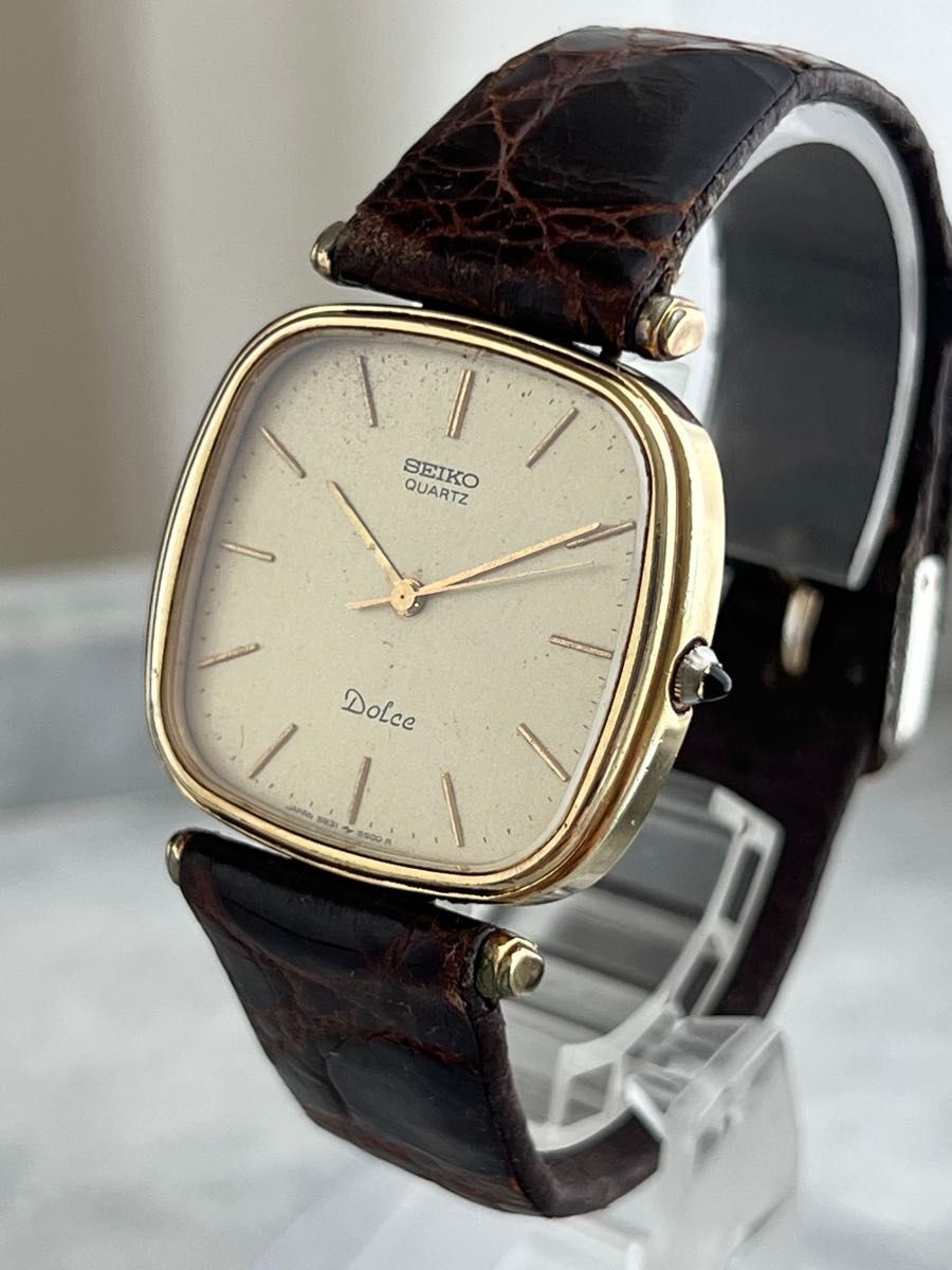 Men's Watch Square Seiko SGP30 3.1cm Gold Steel Stainless Used Dolce - VintageWatches.PK Men's Watch Square Seiko SGP30 3.1cm Gold Steel Stainless Used Dolce - vintagewatches.pk