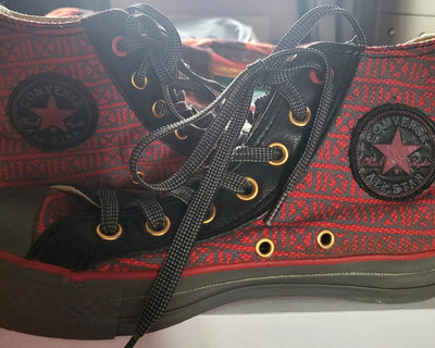CONVERSE RED LABEL GRAU SCHWARZ RETRO HI TOP BASEBALL BOOTS SNEAKER UK 5 / 37,5