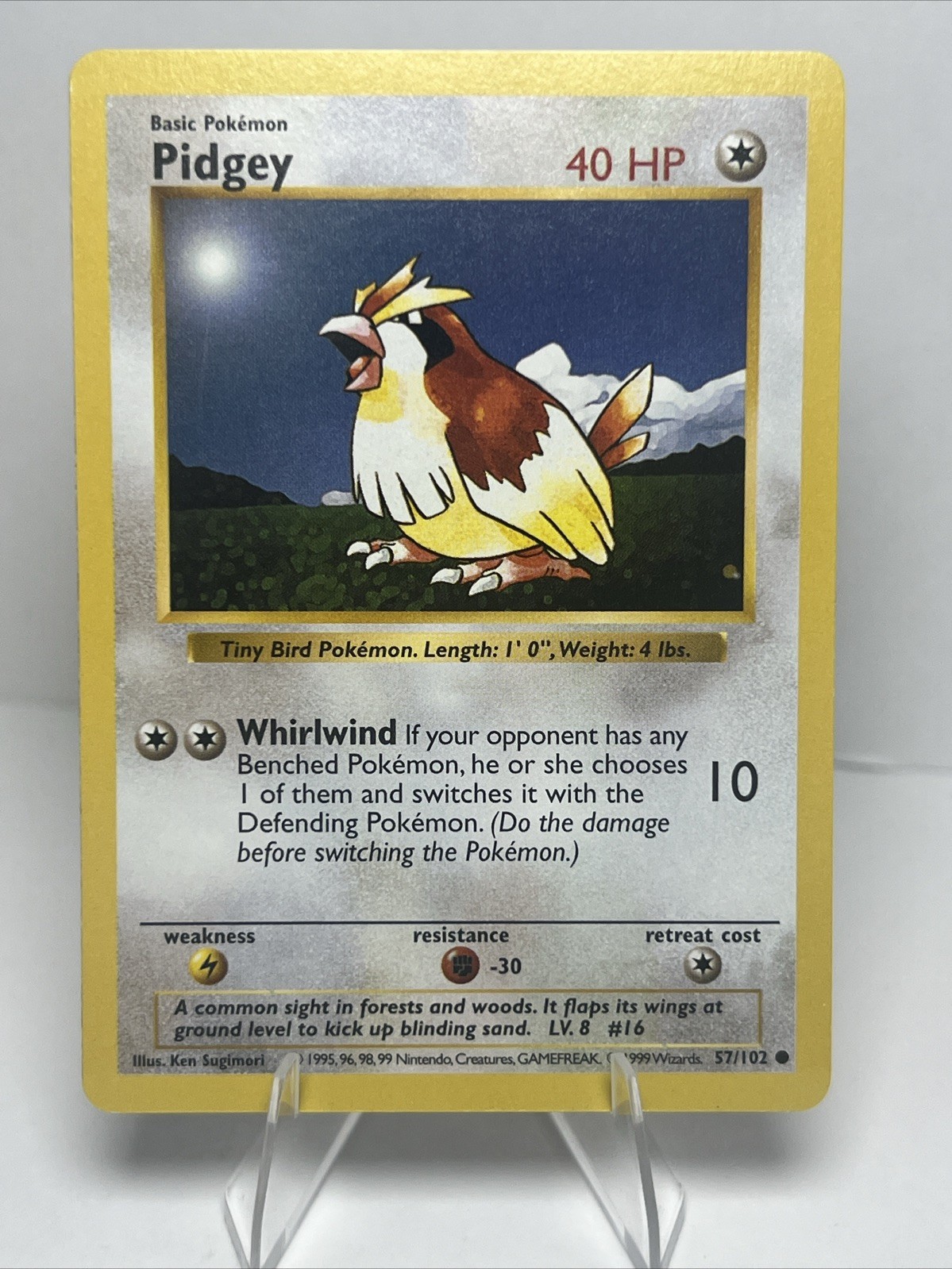 LP Pidgey Shadowless 57/102 Regular/Non-Holo Base Set AUTHENTIC Pokemon Card