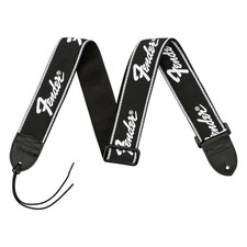 Fender 2" Running Logo Guitar Strap - Black/White Logo Design