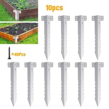 10x Metal Garden Sleeper Brackets Serrated Timber Stakes Raised Bed w/ Screws