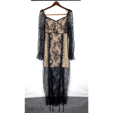 Women's Whimsigoth Lace Sheer Dress Dark Whimsical Witchy Grunge Fairy Large