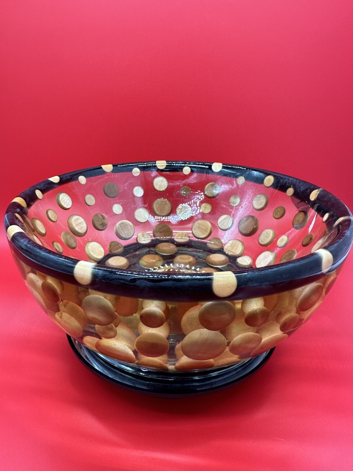 Handcrafted Wood In Resin Art Bowl Wood Balls Inlay One of a Kind Home Decor