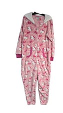 Hello Kitty One Piece Pajama XL 16-18 Pink Hooded Fleece Girls