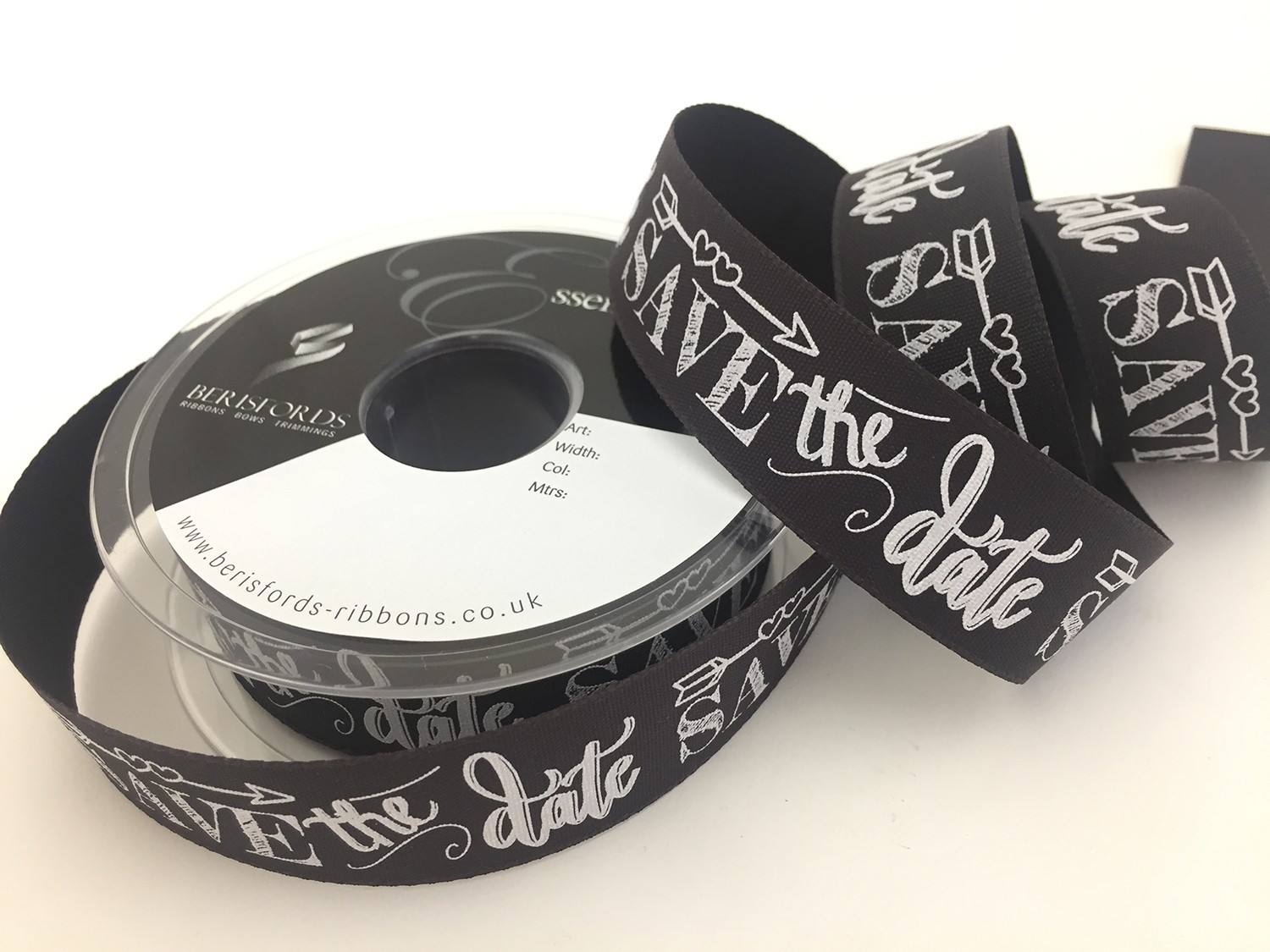 Berisfords Save the Date Chalk Wedding Ribbon Invitation 25mm by the Metre New