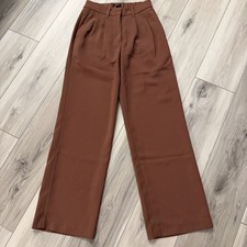 Quince Women Stretch Crepe Pleated Wide Leg Pants Pockets Redwood Brown 2