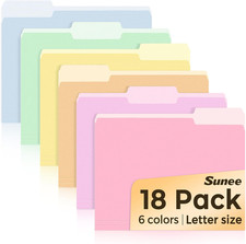 File Folders, 18 Pack Manilla Folders 8.5 X 11, Colored Folder Office Organizati
