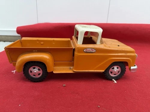Tonka Pressed Steel Pickup Truck Orange White Vintage Toy Vehicle