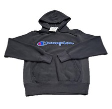 New Champion Men s Pullover Hoodie Black Reverse Weave Embroidered Logo Sz S NWT