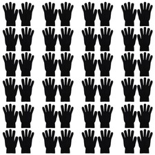 Black Winter Warm Knit Magic Gloves Full Finger Stretchy Mitten for Unisex 24