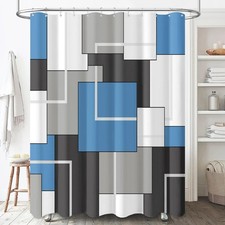 BTTN Stall Fabric Shower Curtain - 36x72 Inches Small Geometric Waterproof Cl...