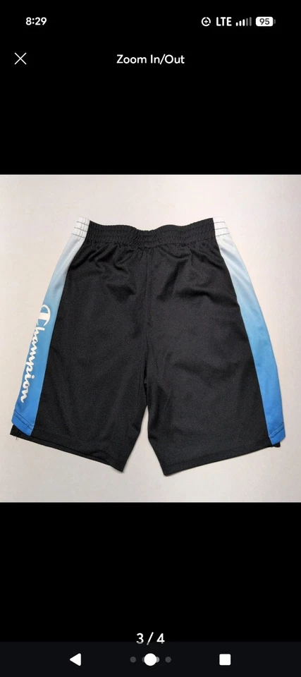 Pantalones cortos deportivos Champion negros y azules para niños talla grande. Foto 3 de 4