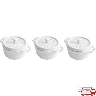Ceramic Dutch Oven Mini Round Cocotte Set 3-piece Enameled Heat Resistant New
