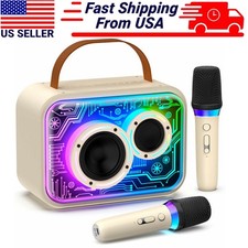 Portable Karaoke Machine with Wireless Microphones Halloween Bluetooth Speaker