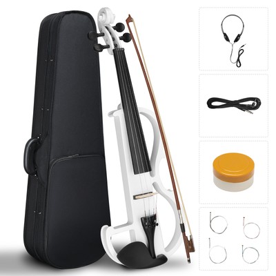 Full Size 4/4 Electric Solid Wood Violin with Ebony Fittings, Electric Violin