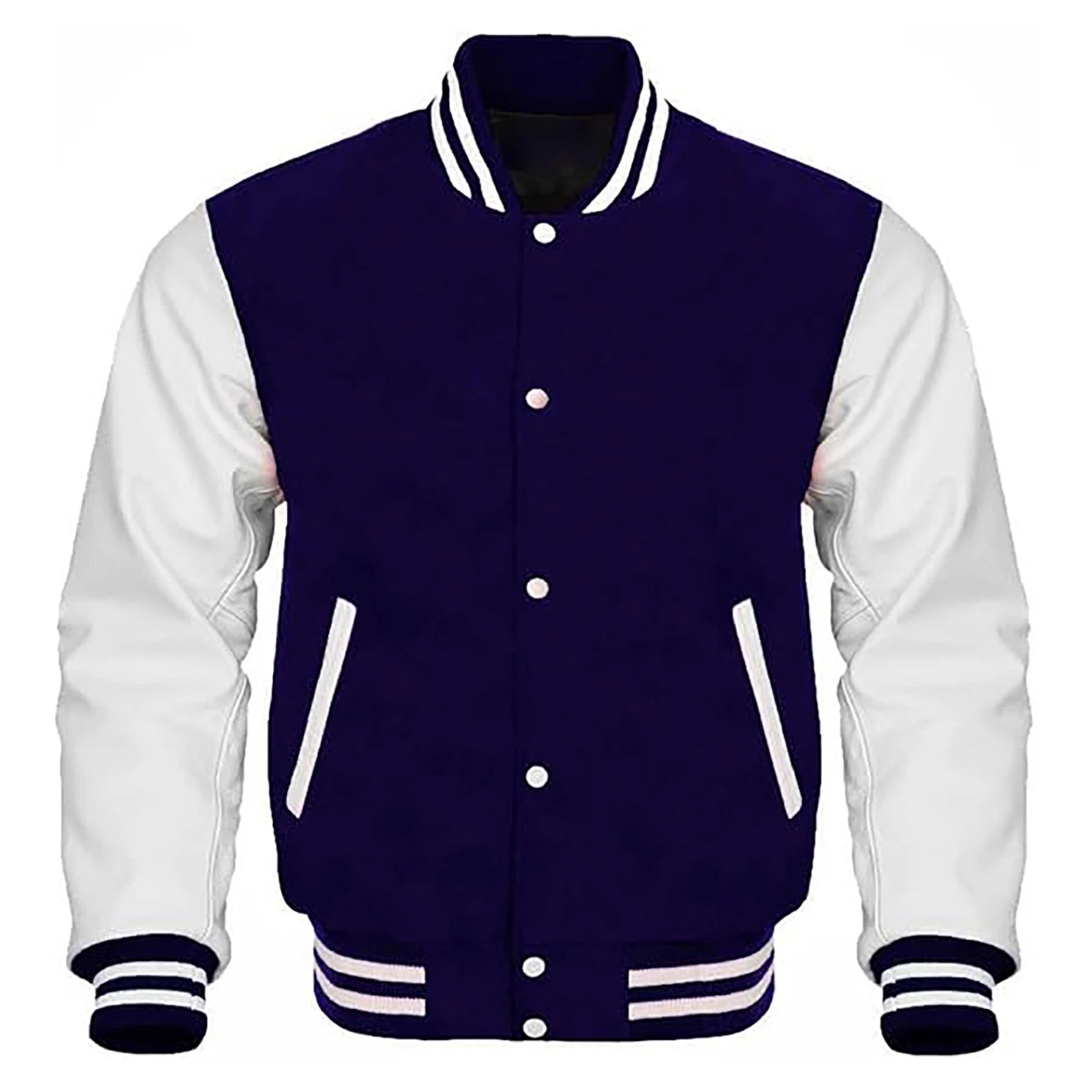 Men Varsity Bomber Baseball Letterman Wool Body & Leather Sleeve College Jacket