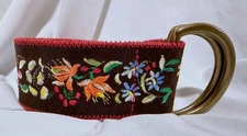 Lauren Ralph Lauren Leather Belt L Embroidered D Ring Boho Hippie Floral Western