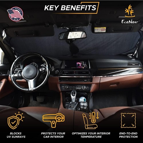 Econour Car Windshield Sun Shade 64" x 32" With Storage Pouch PO4004 - Picture 2 of 11