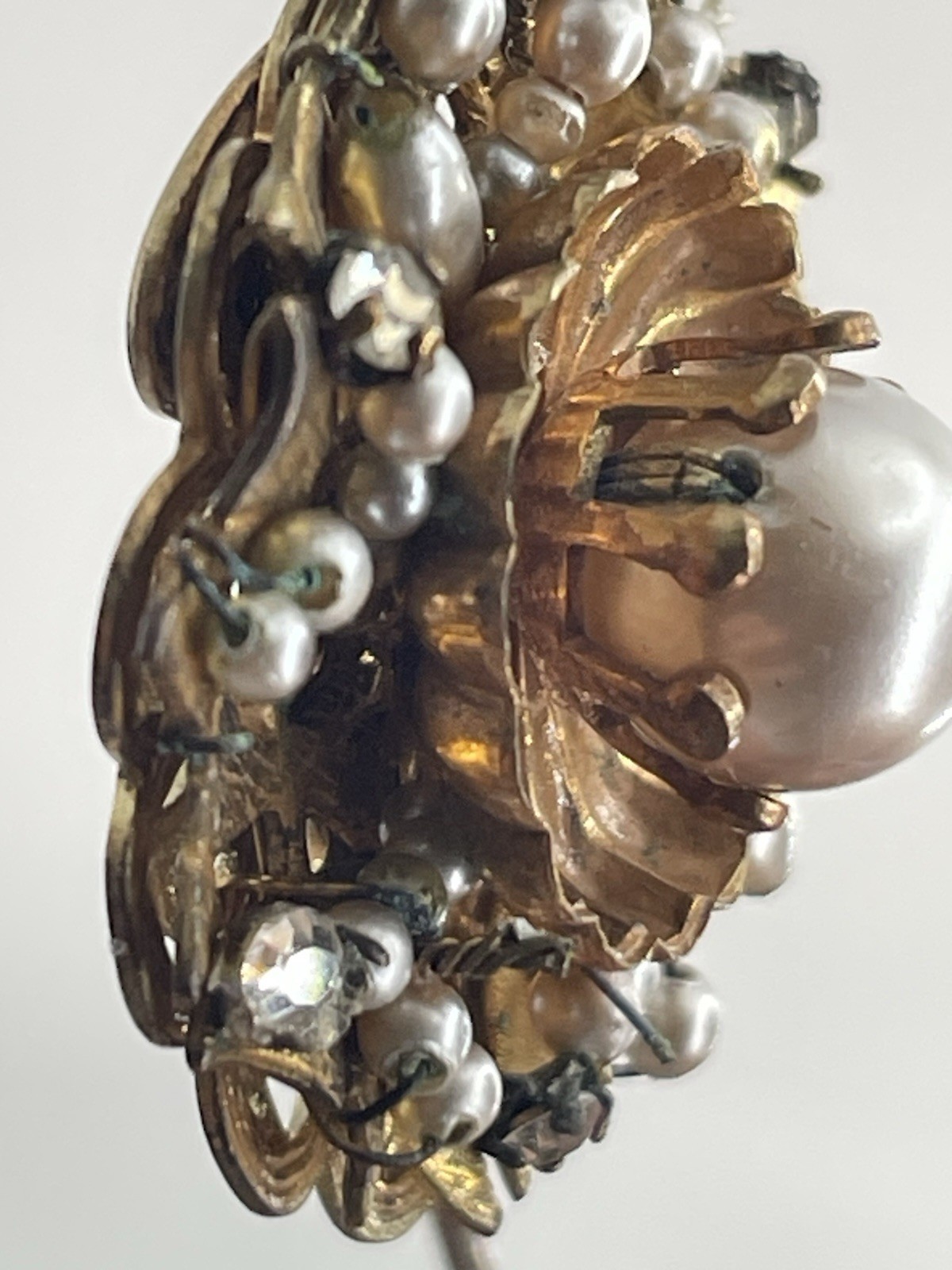 Miriam Haskell Rhinestone & Faux Pearl Stick Pin … - image 10