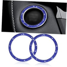 2pcs Bling Car Engine Start Button Cover Ignition Engine Ring-Navy Blue