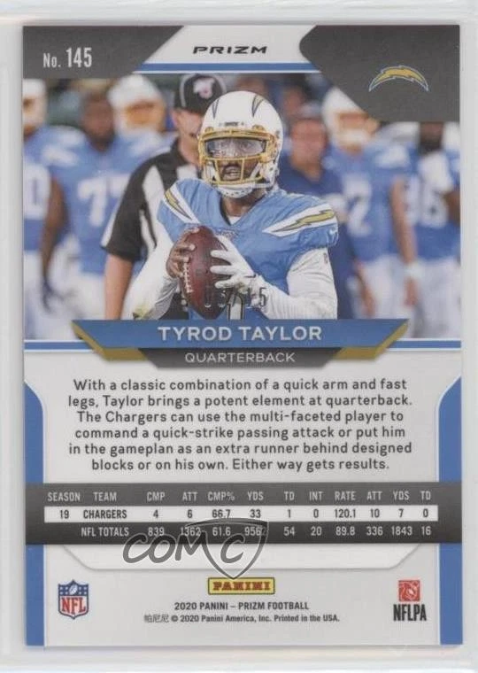 2020 Panini Prizm No Huddle Pink Prizm /15 Tyrod Taylor #145 - Image 2 of 2