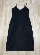 Old Navy Womens Size M Petite Black Velour Velvet Slip Dress Spaghetti Strap