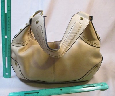 Fossil Yellow Leather Shoulder Bag Purse Key Charm Multiple Compartments