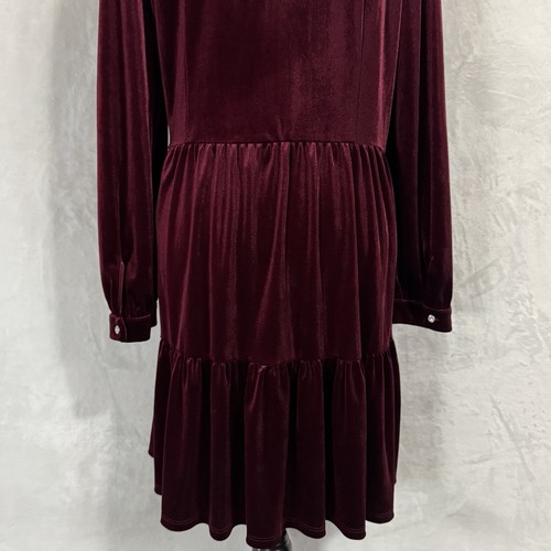 Jude Connally Henley Velvet Mini Dress Size XL Garnet Maroon Boho Gypsy Witch - Picture 3 of 16