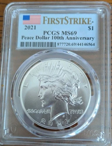 2021 PCGS MS69 Peace Silver Dollar First Strike