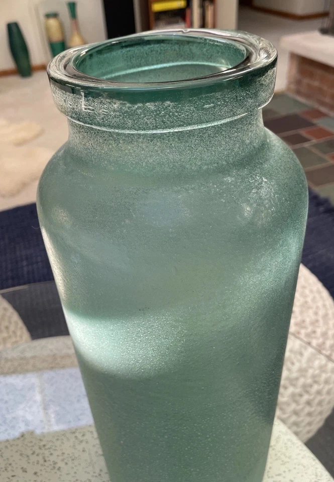 "Enorme jarrón decoración playa 19"" West Elm Waterscape verde aguamarina con textura" RARO Foto 3 de 4