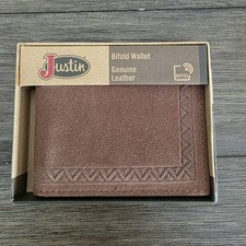 Justin Roughout Leather Bifold Wallet Brown RFID Western 23093842W1 NEW