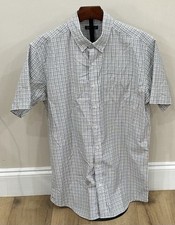 EDDIE BAUER Men's Shirt Wrinkle Free Button Down Size TL Short Sleeve Plaid EUC