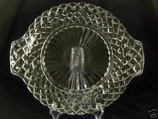 CUT GLASS LATTICE PLATE WITH HANDLES 12" wide