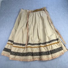 Vintage Boho Wrap Skirt Apron Cottagecore Floral Trim Adjustable Waist Grandma