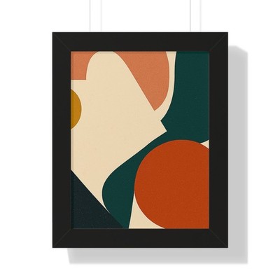 Abstract Mid Century Collage Shapes Framed Poster | Geometric Art