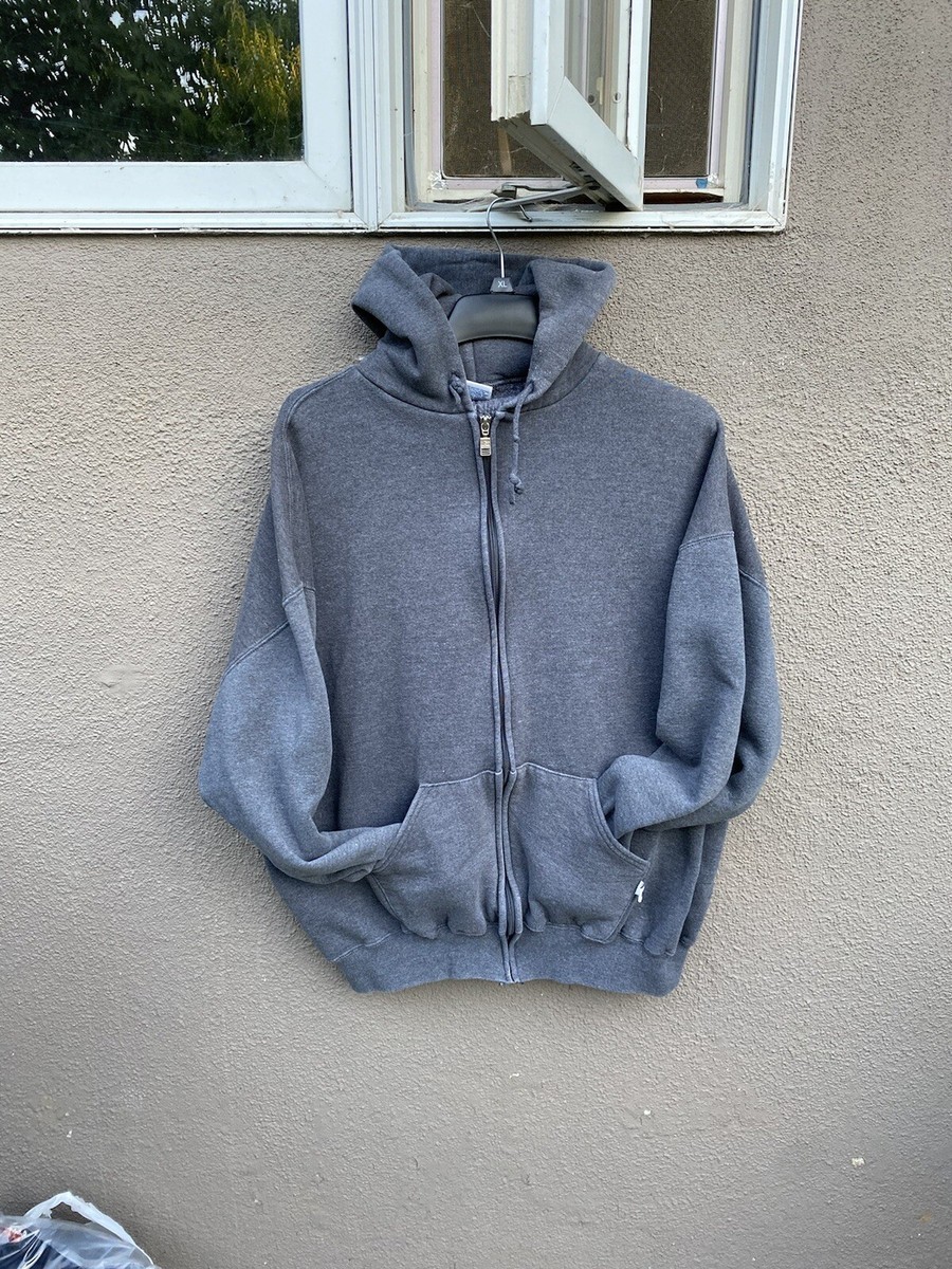 Vintage Russell Athletic Full Zip Sweatshirt Size XL Charcoal Made