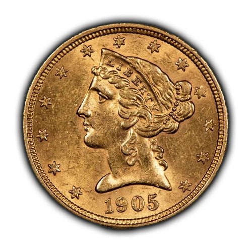 1905-S G$5 Liberty Head Gold Half Eagle - Strong Luster - AU/UNC - SKU-G5066