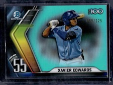 2022 Bowman #BTP-55 Xavier Edwards Bowman Scouts' Top 100 Aqua Refractors #/125