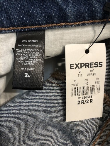 NWT Women’s EXPRESS Original Girlfriend Jeans 100% Cotton, Two-Toned Raw Hem 2 R - Picture 4 of 5