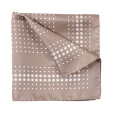 New 180 TOM FORD Light Brown and White Dot Print Silk Pocket Square