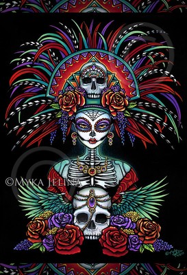 Dia De Muertos Festival Sugar Skull Calaca Myka Jelina 13x19 inch Print Signed