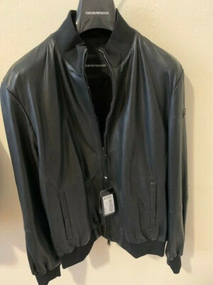 Emporio Armani mens caban lamb leather jacket,black.size Emporio Armani mens caban lamb leather jacket,black.size