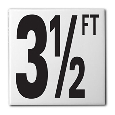 Ceramic Swimming Pool Waterline Depth Marker ''3 1/2 FT'' Smooth Finish, 5''  Font