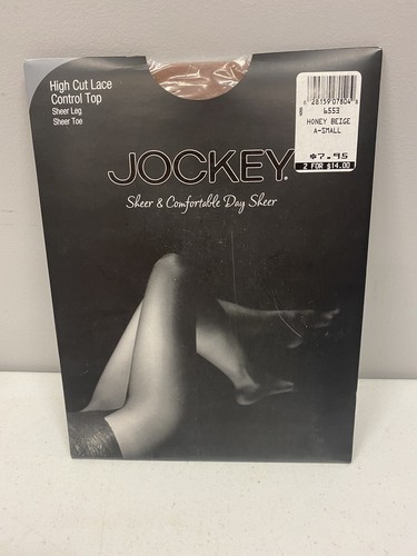Jockey Control Top High Cut Lace Leg Sheer Toe Pantyhose S M 6553 - Picture 7 of 8